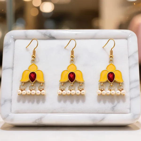 Yellow_Color_Meenakari_Earrings_Designed_For_Traditional_Functions_And_Celebrations_-_Yellow_-_Pack_Of_3