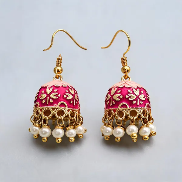 Magenta_Color_Mint_Meena_Earrings_With_Royal_Designer_Handmade_Jewelry_Look_-_Magenta_-_Pack_Of_2