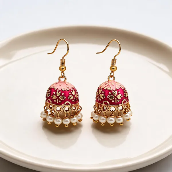 Magenta_Color_Mint_Meena_Earrings_With_Royal_Designer_Handmade_Jewelry_Look_-_Magenta_-_Pack_Of_2