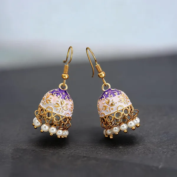 White_Color_Mint_Meena_Earrings_Crafted_With_Premium_Traditional_Fashion_Style_-_White_-_Pack_Of_2