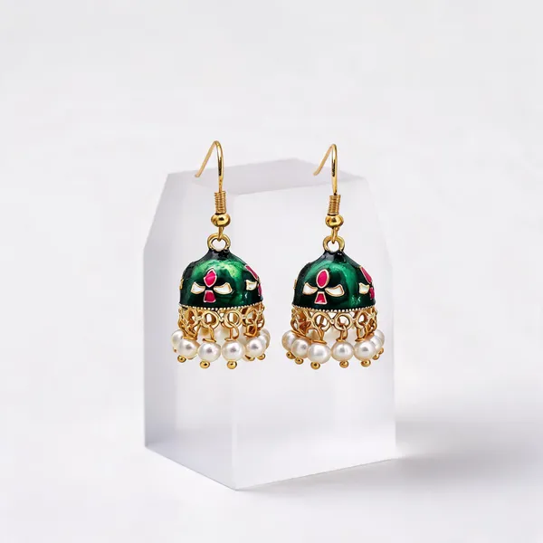 Green_Color_Meenakari_Earrings_Featuring_Stylish_Traditional_Handmade_Design_-_Green_-_Pack_Of_2
