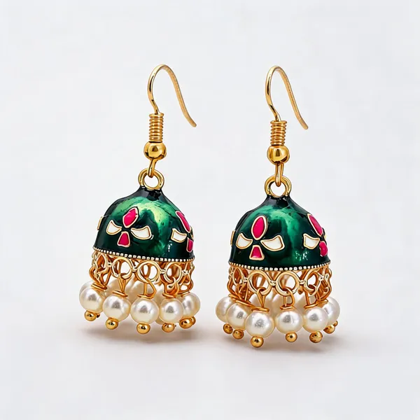 Green_Color_Meenakari_Earrings_Featuring_Stylish_Traditional_Handmade_Design_-_Green_-_Pack_Of_2