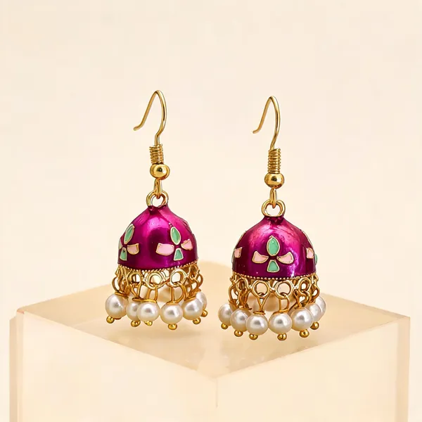 Magenta_Color_Meenakari_Earrings_Featuring_Beautiful_Traditional_Designer_Finish_-_Magenta_-_Pack_Of_2