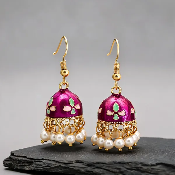 Magenta_Color_Meenakari_Earrings_Featuring_Beautiful_Traditional_Designer_Finish_-_Magenta_-_Pack_Of_2