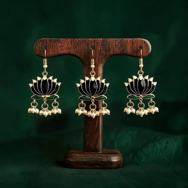 Black_Color_Beautiful_Lotus_Design_Meenakari_Earrings_Collection_For_Women_And_Girls_-_Black_-_Pack_Of_3
