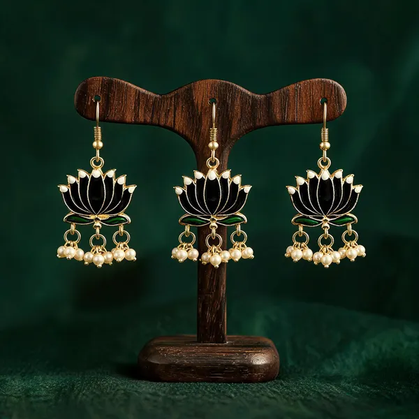 Black_Color_Beautiful_Lotus_Design_Meenakari_Earrings_Collection_For_Women_And_Girls_-_Black_-_Pack_Of_3