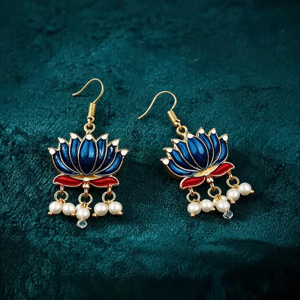 Blue_Color_Beautiful_Lotus_Design_Meenakari_Earrings_Collection_For_Women_And_Girls_-_Blue_-_Pack_Of_3