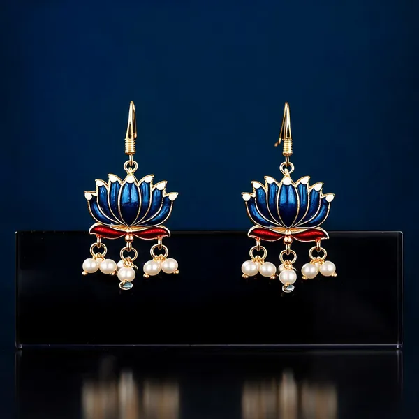 Blue_Color_Beautiful_Lotus_Design_Meenakari_Earrings_Collection_For_Women_And_Girls_-_Blue_-_Pack_Of_3