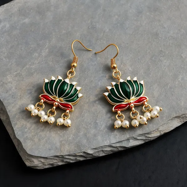 Green_Color_Beautiful_Lotus_Design_Meenakari_Earrings_Collection_For_Women_And_Girls_-_Green_-_Pack_Of_3