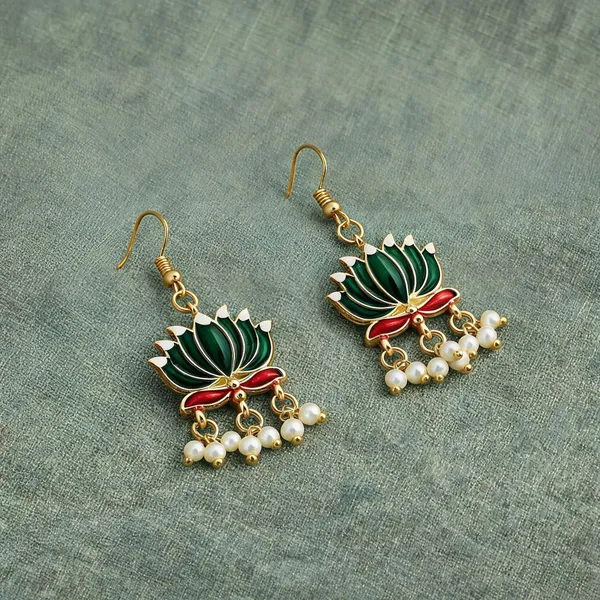 Green_Color_Beautiful_Lotus_Design_Meenakari_Earrings_Collection_For_Women_And_Girls_-_Green_-_Pack_Of_3