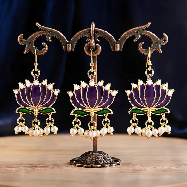 Blue_Color_Stylish_Lotus_Design_Meenakari_Earrings_Collection_For_Women_And_Girls_-_Blue_-_Pack_Of_3