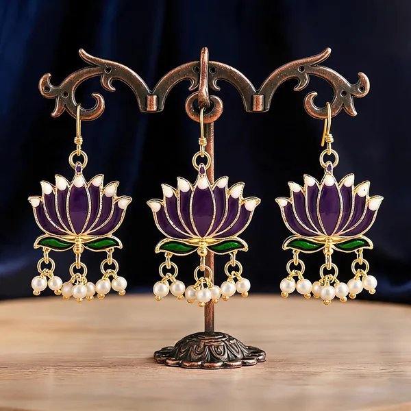 Blue_Color_Stylish_Lotus_Design_Meenakari_Earrings_Collection_For_Women_And_Girls_-_Blue_-_Pack_Of_3