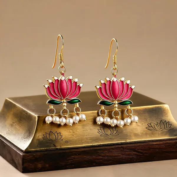 Rani_Color_Beautiful_Lotus_Design_Meenakari_Earrings_Collection_For_Women_And_Girls_-_Rani_-_Pack_Of_3