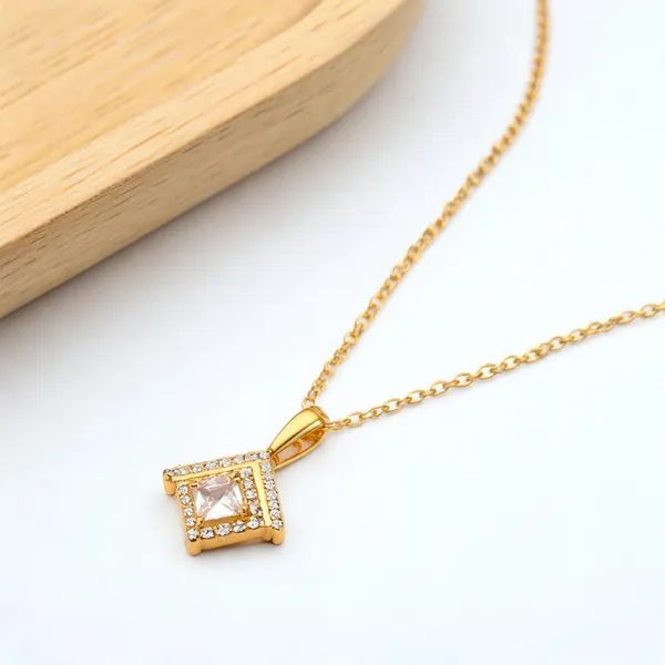 White_Color_925_Gold_Plated_Silver_Pendant_(Omp109Wht)_-_White