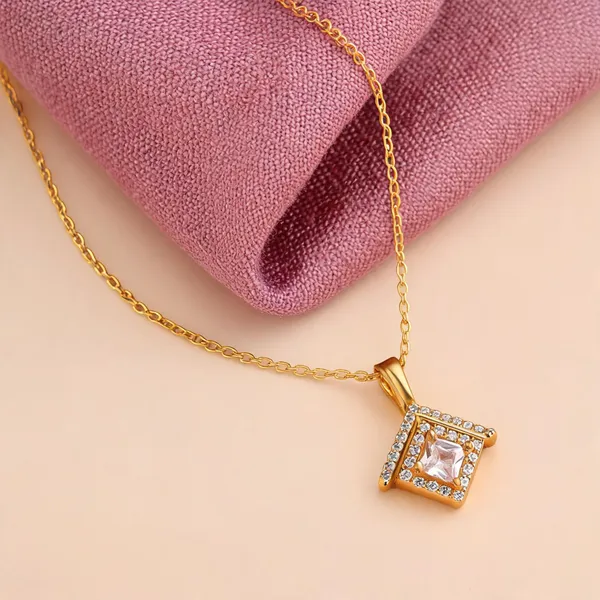 White_Color_925_Gold_Plated_Silver_Pendant_(Omp109Wht)_-_White