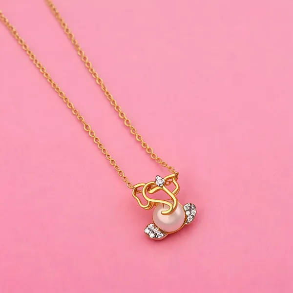 White_Color_925_Gold_Plated_Silver_Pendant_(Omp116Wht)_-_White