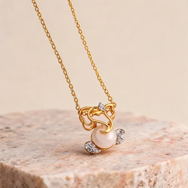 White_Color_925_Gold_Plated_Silver_Pendant_(Omp116Wht)_-_White