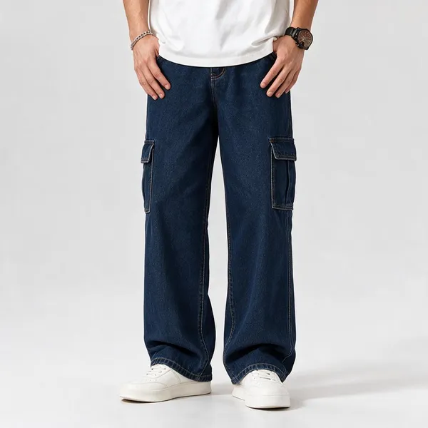 Dark_Blue_Denim_Cargo_For_Men