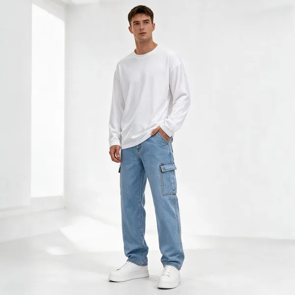 Light_Blue_Denim_Cargo_For_Men