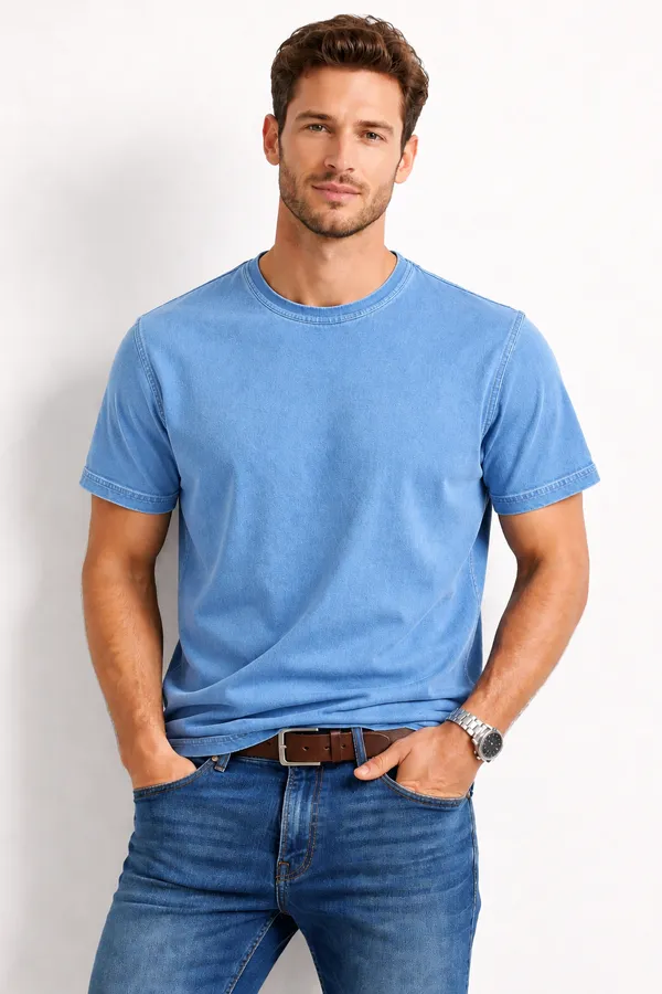 Light_Blue_Denim_T-Shirt_For_Men