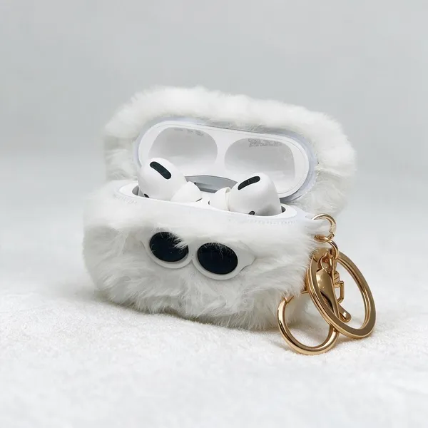 White_Plush_Fur_Airpods_Cases