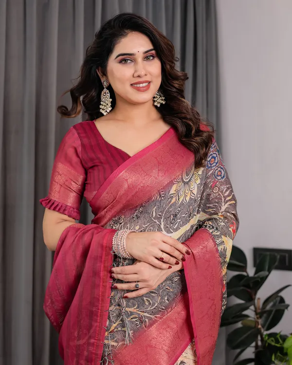 Maroon_Printed_Saree_For_Women