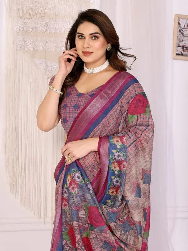 Pink_Printed_Saree_For_Women