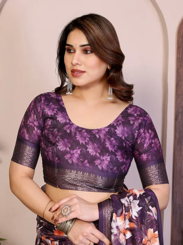 Purple_Printed_Saree_For_Women
