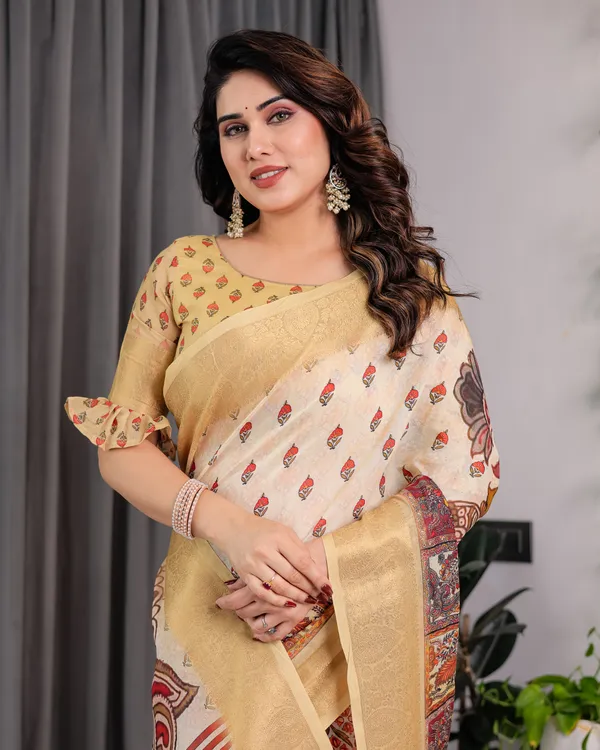 Beige_Printed_Saree_For_Women
