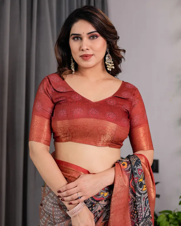Red_Printed_Saree_For_Women