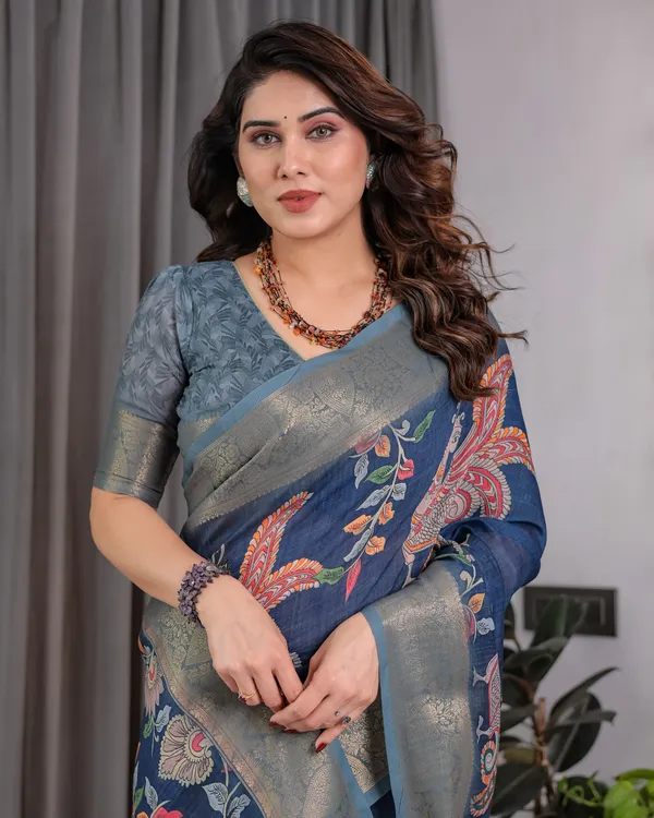 Blue_Printed_Saree_For_Women