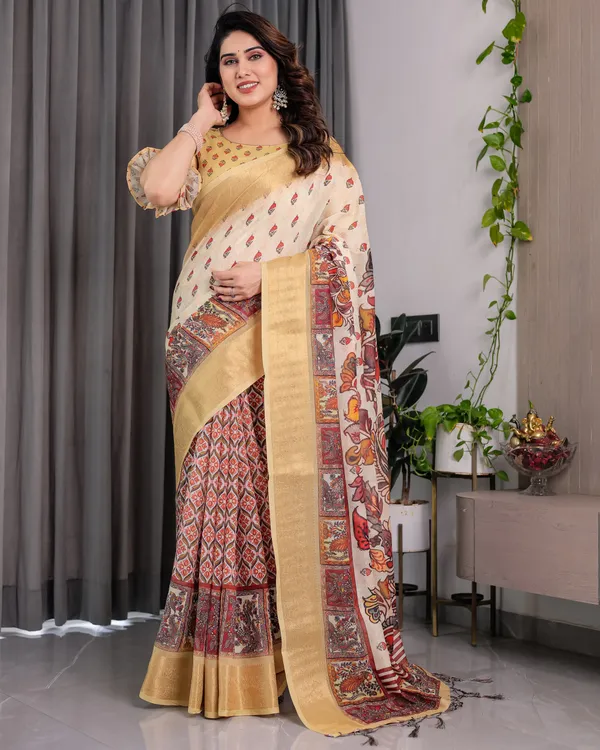 Beige_Printed_Saree_For_Women