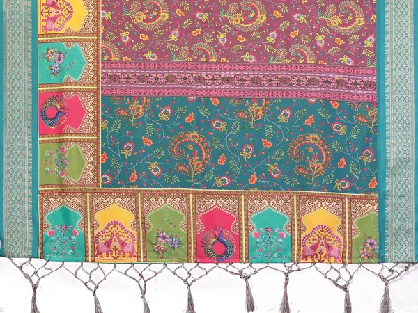 Rama_Cotton_Silk_Saree_With_Digital_Print_Jacquard_Border_&_Tassels
