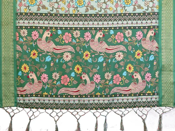 Light_Green_Cotton_Silk_Saree_With_Digital_Print_Jacquard_Border_&_Tassels
