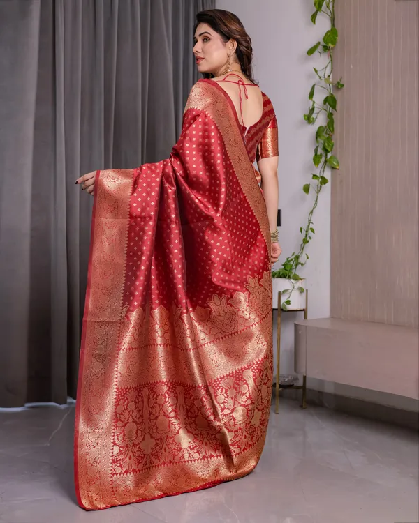 Crimson_Red_Soft_Lichi_Silk_Saree_With_Golden_Zari_Artistry_&_Floral_Pallu
