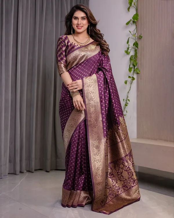 Majestic_Purple_Soft_Lichi_Silk_Saree_With_Gold_Zari_Weaving_&_Ornate_Pallu