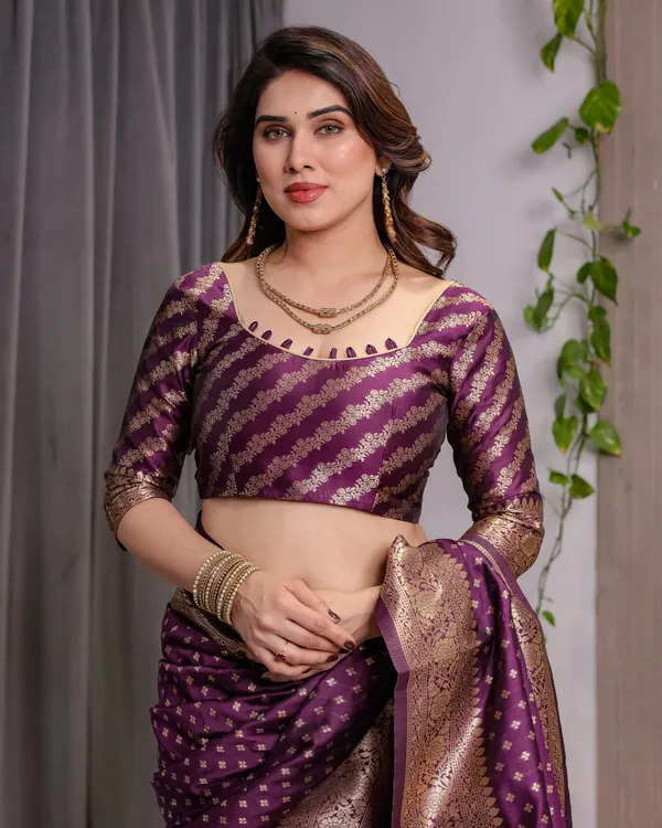 Majestic_Purple_Soft_Lichi_Silk_Saree_With_Gold_Zari_Weaving_&_Ornate_Pallu