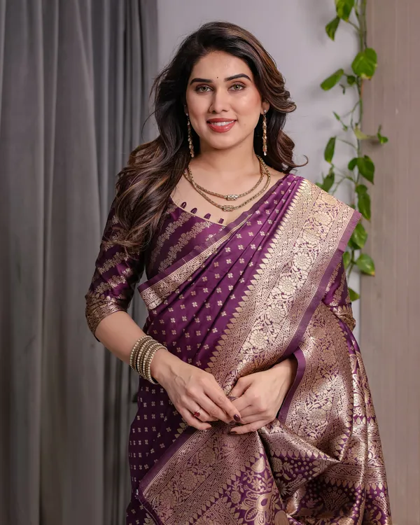 Majestic_Purple_Soft_Lichi_Silk_Saree_With_Gold_Zari_Weaving_&_Ornate_Pallu