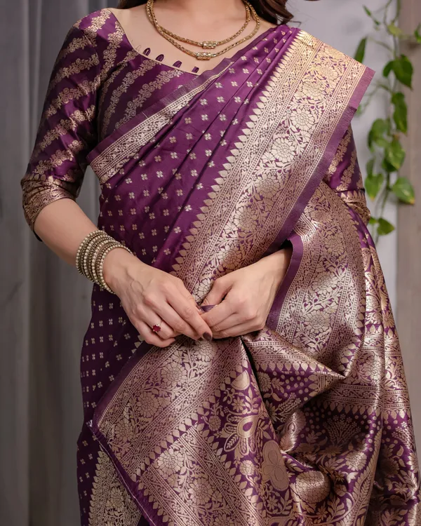 Majestic_Purple_Soft_Lichi_Silk_Saree_With_Gold_Zari_Weaving_&_Ornate_Pallu