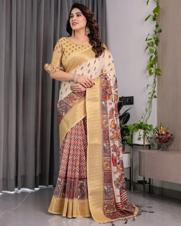 Beige_Printed_Saree_For_Women
