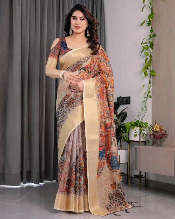 Beige_Printed_Saree_For_Women