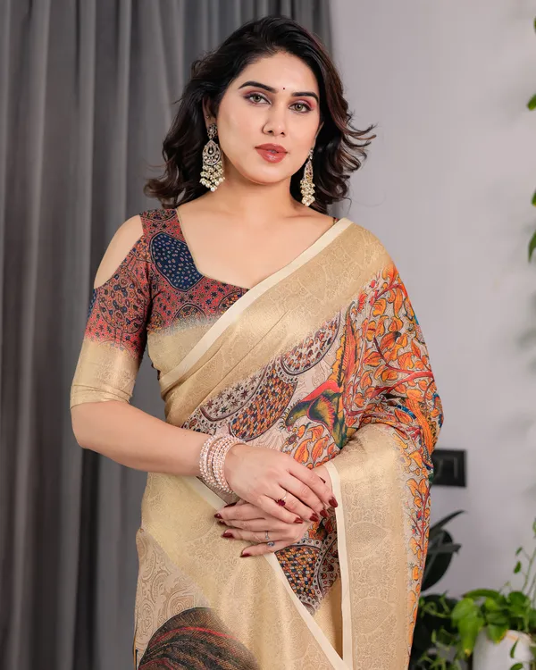 Beige_Printed_Saree_For_Women