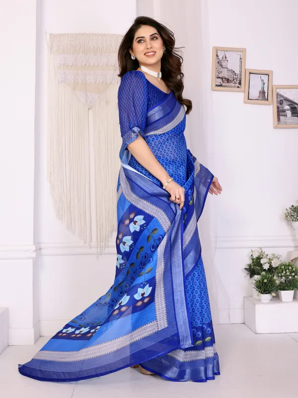 Blue_Printed_Saree_For_Women
