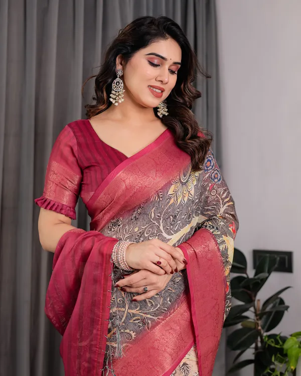 Maroon_Printed_Saree_For_Women