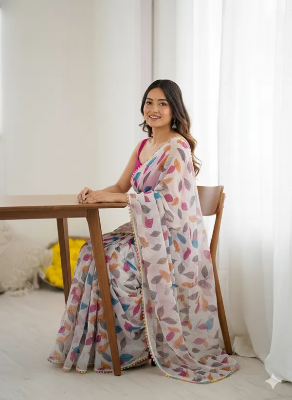 Multicolor_Chiffon_Printed_Saree_For_Women