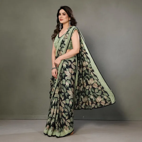 Green_Leaf_Print_Saree_For_Women