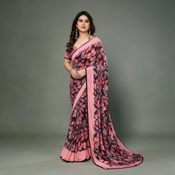Pink_Printed_Saree_With_Blouse_For_Women