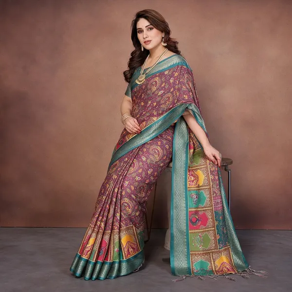 Rama_Cotton_Silk_Saree_With_Digital_Print_Jacquard_Border_&_Tassels
