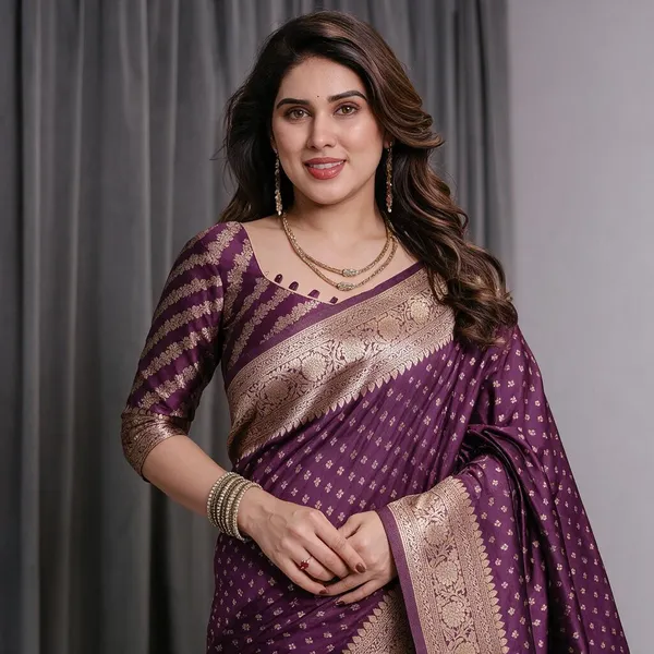 Majestic_Purple_Soft_Lichi_Silk_Saree_With_Gold_Zari_Weaving_&_Ornate_Pallu