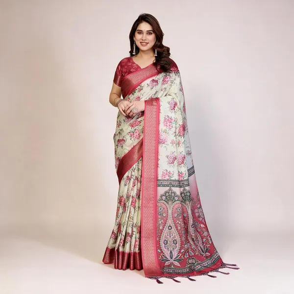 Pink_Floral_Print_Saree_For_Women